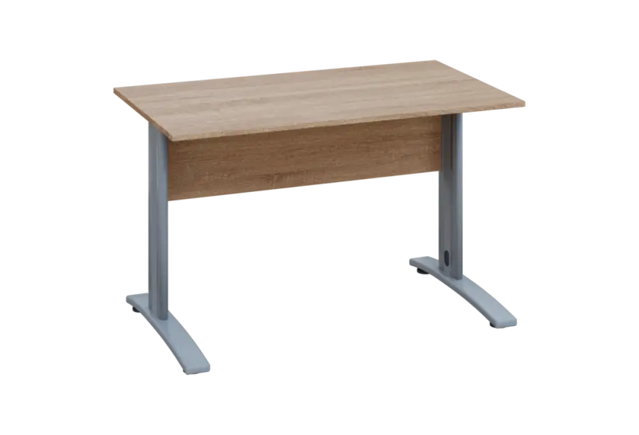 EPK 17 - 12 stůl kancelářský, kovová podnož stříbrná, deska 18 mm, široký 1200 mm, dub bardolino